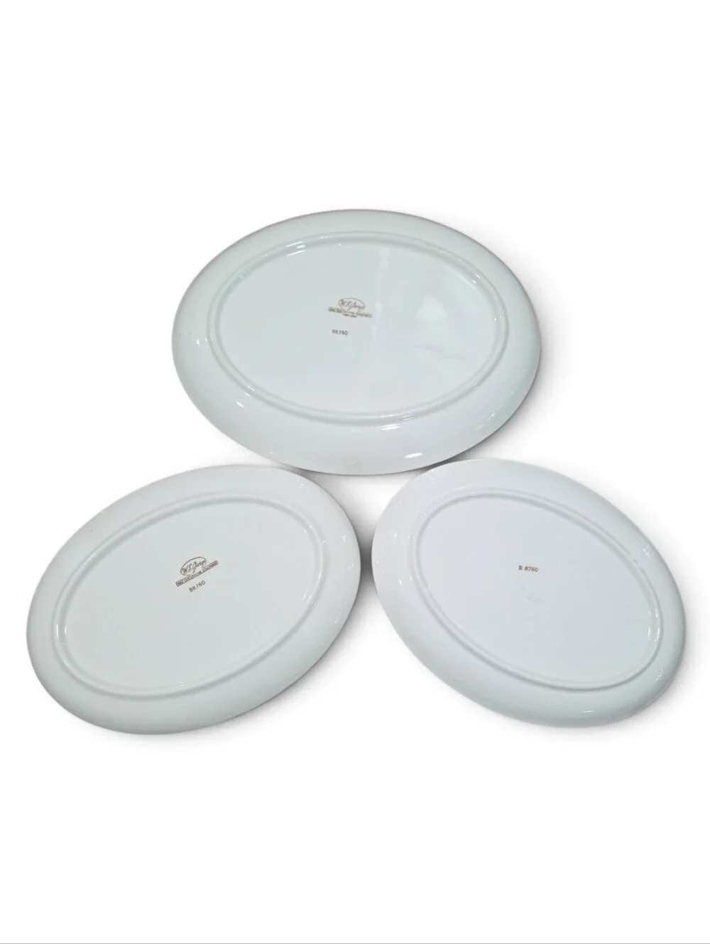 Vintage W.S George Bolero White Dinner Platters with Green Botanical Leaf Design